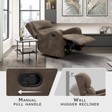 Lexicon Manual Recliner Chair, Reclining Sofa Chair, Home Theater Seating, Wall Hugger, Manual Recliner for Living Room/Office/Apartment, Easy Assembly, Brown Polished Microfiber
