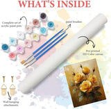 Paint by Numbers Rose Paint by Numbers Kits for Adults Yellow, DIY Canvas Oil Painting Arts and Crafts Kit for Kids with Painting Brushes Acrylic, for Home Wall Decor 12x16 in Without Frame u0-3494 WXLANOUT