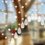 Ptwola 20 Strings Crystal Beaded Curtain, Self-Adhesive Arched Clear Crystal Glass Door Valance Hanging Stran Doorway Room Divider Partition for Home Coffee House Bedroom Restaurant Closets Windows Ptwola