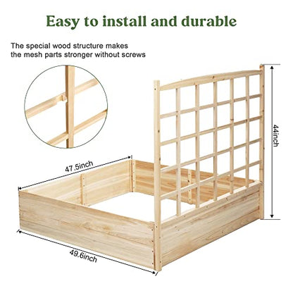 OIPRTGFJ Wood Planter with Trellis Raised Garden Beds,Wooden Raised Garden Bed with Trellis Outdoor Flower Box for Herbs Vegetables Flowers Vine for Outdoor Patio Deck Balcony - WoodArtSupply