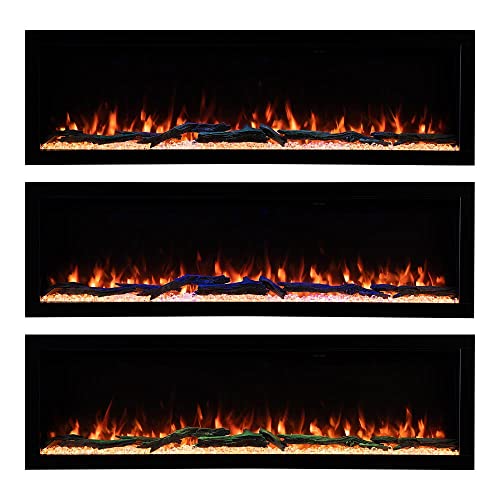 Modern Ember Highmark 72 Inch Smart Linear Electric Fireplace - Premium Flame with 10 Colors, Sleek Hidden Vent Design, Install Recessed in-Wall or Wall-Mount, WiFi and Voice-Enabled Modern Ember