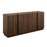 Walker Edison Liss Contemporary 4-Door Minimalist Sideboard, 70 Inch, Dark Walnut Walker Edison