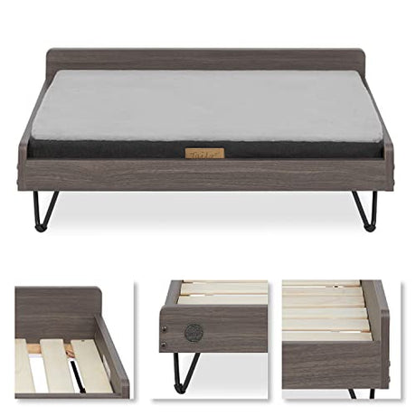 TailZzz Wooden Dog Bed and Dog Couch with Water-Resistant and Calming Mattress, Small to Medium Elevated Pet Bed, Greenguard Gold Certified, Dog Beds & Furniture, Chase TailZzz