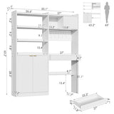 kepptory 63" Tall Computer Desk with Hutch, Fluted Wood Computer Desk, Featuring Charging Station, Drawer and Storage Cabinet, for Home Office Work and Study (White) kepptory