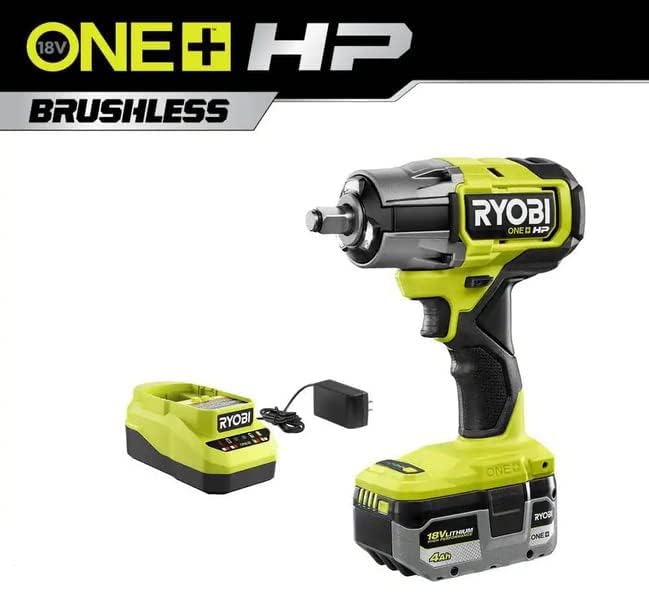 RYOBI P262K1 ONE+ HP 18V Brushless Cordless 4-Mode 1/2 in. Impact Wrench Kit w/ 4.0 Ah HIGH PERFORMANCE Lithium-Ion Battery & Charger - WoodArtSupply