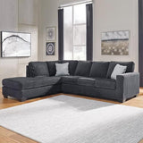 Signature Design by Ashley Altari Urban Left-Arm Facing 2-Piece Sleeper Sectional with Chaise, Loose Seat Cushions, 2 Throw Pillows and Bi-Fold Memory Foam Mattress, Full, Gray Signature Design by Ashley