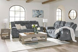 Signature Design by Ashley Tip-Off Modern Wall Hugger Power Reclining Sofa with Adjustable Headrest and USB Ports, Gray Signature Design by Ashley