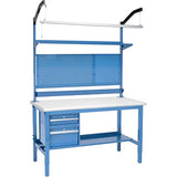Global Industrial 60"W x 30"D Workbench, 1-5/8" Thick Plastic Laminate Safety Edge Complete Bench, Blue Global Industrial