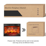 44 Inches LED Lights Electric Fireplace with Mantel, Tall Fireplace Heater Freestanding, Delicate Three-Dimensional molding with Remote Control Timer LED Flame for Living Room, Bedroom, White&Brown BOSHIRO