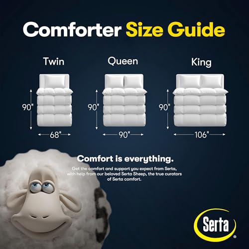 Serta European Down Comforter King Size All Season, 100% Cotton, 600 Fill Power Extra Fluffy, Made in USA, White Down Duvet Insert, Lightweight Medium Warmth, Hotel Style, 106"x 90" White Serta
