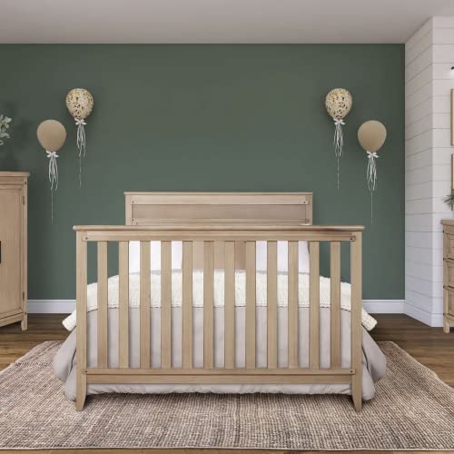 SweetPea Baby Bayfield 5-in-1 Convertible Crib in Sand Dunes, JPMA, and Greenguard Gold Certified, Made of Sustainable New Zealand Pinewood, Sturdy