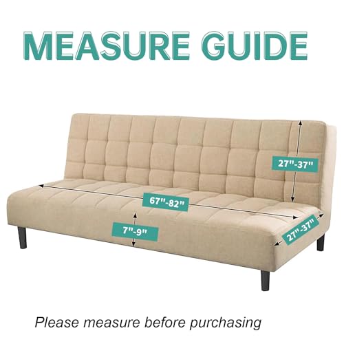 YEMYHOM Futon Cover Latest Jacquard Design High Stretch Armless Sofa Bed Slipcover Anti-Slip Furniture Protector with Elastic Bottom (Futon, Light Blue) YEMYHOM