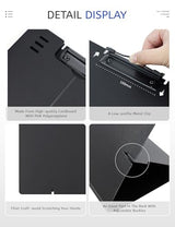 GAUENEEN Free Standing Clipboard and Desktop Stand with Adjustable Buckles Easel Back - Foldable Stand and Document Holder for School, Office and Business Use (9.37 x 12.6 inches) (Black) GAUENEEN