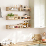 Fixwal Nursery Bookshelves, 32in Floating Bookshelves for Wall Set of 3, Wood Wall Mounted Book Shelves for Baby Nursery Decor, Toys and Decor Storage (Natural Wood) Fixwal