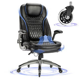 Executive Office Chair-Ergonomic Computer Desk Chair, High Back Leather Chair with Padded Flip-up Arms, Swivel Home Office Chair Upgraded Caster-Black COLAMY