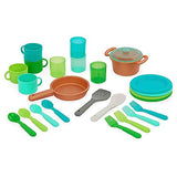 Battat – Play Kitchen & Market – Toddler-Friendly Size – Chalkboard Menu & Oven Dials – 25 Toy Cooking Accessories – 2 Years + – Two n' One Cookin' Fun Battat