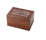 Solid Rosewood Border Engraving Handcarved Cremation Urn - Medium, Wooden Urn MEMORIALS 4U