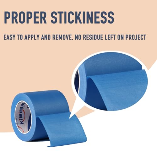 KIWIHUB Wide Blue Painters Tape, 3in x 55Y, Blue Masking Tape for Painting, Laser Cutting/Engraving & 3D Printing, 21-Day Clean Removal KIWIHUB
