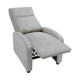 Lexicon Corduroy Pushback Recliner Chair Armchair Push Back Recliner, Solid Wood Frame and Metal Base, Easy Assembly Small Soft Single Sofa Accent Chair for Living Room/Office/Apartment, Light Grey