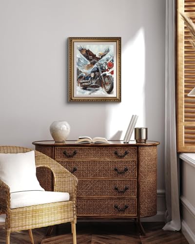 YEEIFFD Motorcycle Eagle Diamond Painting Kits for Adults, War 5D DIY Diamond Art Kits Full Drill Diamond for Gift Wall Decor Gem Arts 12x16inch YEEIFFD