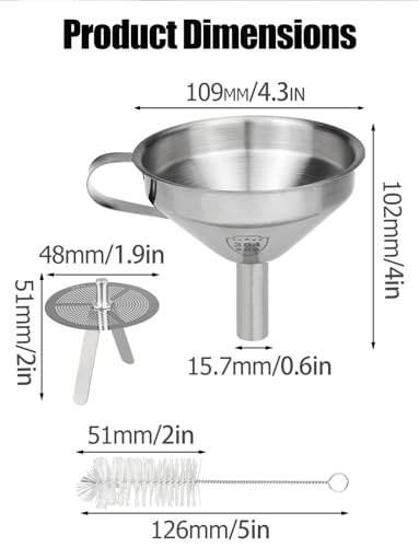 Resin Funnel, Resin Filter Funnel with Strainer 3D Printer Stainless Steel Resin Funnel for Filtering and Recycling UV SLA/DLP/LCD Photosensitive Resin, with Cleaning Brush Gnellkoor
