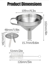 Resin Funnel, Resin Filter Funnel with Strainer 3D Printer Stainless Steel Resin Funnel for Filtering and Recycling UV SLA/DLP/LCD Photosensitive Resin, with Cleaning Brush Gnellkoor