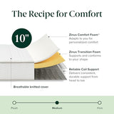 ZINUS 10 Inch Foam and Spring Hybrid Mattress [New Version], Full, Fiberglass Free, Medium Firmness, Durable Support, Certified Safe Foams & Fabric, Mattress in A Box Zinus