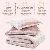 Comfort Spaces Juliette Luxe Comforter Set Velvet Lush with Soft Brushed Microfiber Reverse, All Season Cozy Velvet Bedding Sets, Fluffy Comforter Bed Set, Matching Sham, Blush Full/Queen 3 Piece Comfort Spaces