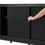 Crosley Furniture Arden Mid Century Record Storage Console Turntable Stand, Vinyl Storage Up to 315 Records, Black Crosley Furniture