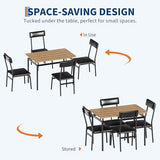 Garvee 5 Piece Dining Table Set, Wooden Kitchen Table Set with 4 PU Upholstered Chair, Industrial Metal Frame Dinette Set for Dining Room, Home Dinner, Party, Apartment, Studio, Black Garvee
