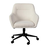 Martha Stewart Rayna Swivel Task Chair with Flared Arms for Home Office in White Boucle with Oil Rubbed Bronze Frame Martha Stewart