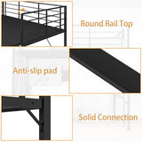 Realhotan 75Inch Queen Loft Bed with Ladder and High Guardrail, No Box Spring Required,Space-Saving,No Sagging Metal Slat Support Heavy Duty Bedframe, Black Realhotan