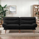 66″Futon Sofa Bed,3-in-1 Futon Couch w/Adjustable Backrest & Armrests, Convertible Sleeper Sofa Bed, Small Folding Sleeper Recliner w/Removable Cushion for Apartment, Living Room,Office (66in,Black) AMADA HOMEFURNISHING