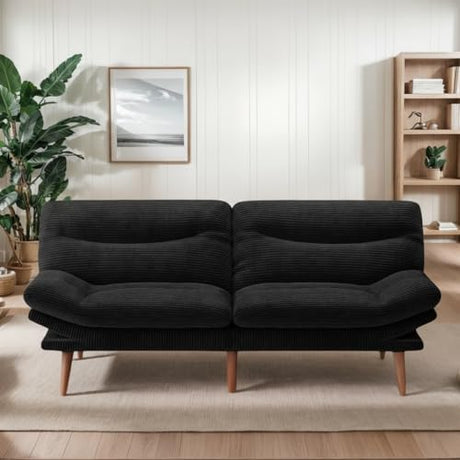 66″Futon Sofa Bed,3-in-1 Futon Couch w/Adjustable Backrest & Armrests, Convertible Sleeper Sofa Bed, Small Folding Sleeper Recliner w/Removable Cushion for Apartment, Living Room,Office (66in,Black) AMADA HOMEFURNISHING