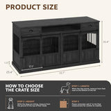 Homiflex 70.86" Double Dog Crate Furniture with Storage for 2 Medium Large Dogs Farmhouse Wooden Dog Kennel Furniture with 2 Sliding Doors Divider & Power Outlet Decorative Dog Cage TV Stand Dark Grey Homiflex