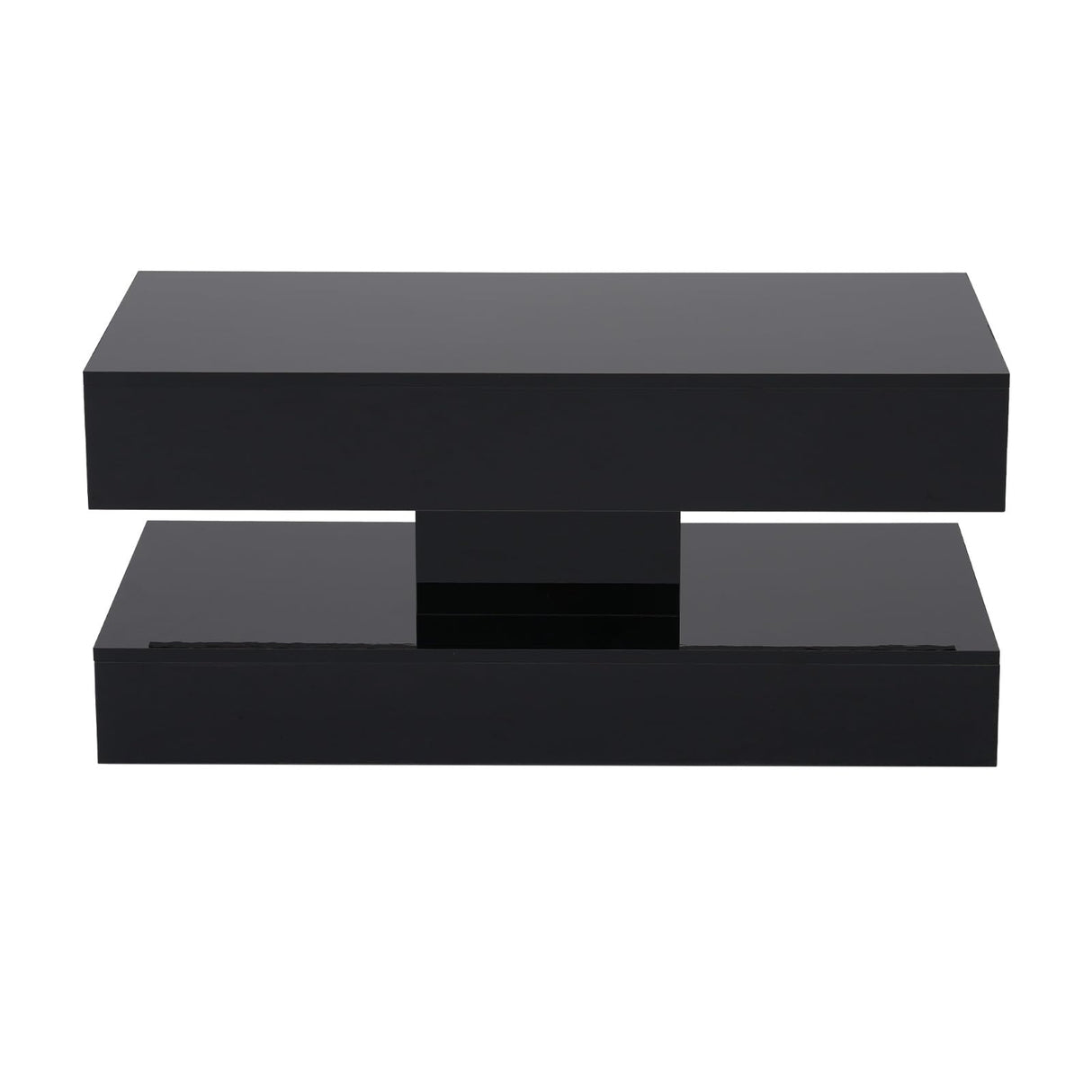 OC Orange-Casual LED Coffee Table with Storage, High Glossy Center Table with 2 Sliding Drawers, Modern Stylish Rectangle Coffee Table Double Layer with Open Display Shelf for Living Room (Black) OC Orange-Casual