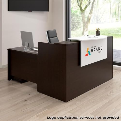 Bush Business Furniture Arrive 72W x 72D L Shaped Reception Desk with Counter and Mobile File Cabinet in Mocha Cherry Bush Furniture