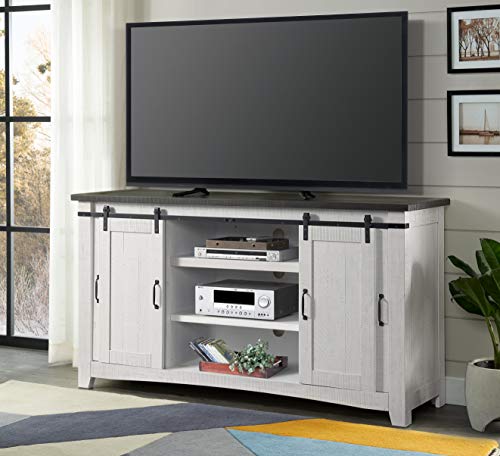 Martin Svensson Home Hampton TV Stand, White Stain with Grey Stain Top - WoodArtSupply