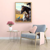 XTXGERL Paint by Numbers for Adults Beginner Farm Animals Horses Dogs Birds DIY Acrylic Painting by Numbers Kits with Brushes Acrylic Pigment Home Decoration Brithday Gifts 16x20 inch XTXGERL