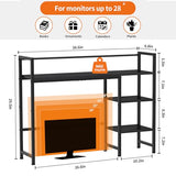 Snughome Desk Shelf, 38.6" Desk Hutch for Computer Monitor, Desktop Organizer Shelf, 4 Tier Desk Display Rack, Wood Desktop Bookshelf Storage Rack for Home Office Dorm, Black Snughome