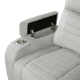 Lexicon Wall Hugger Manual Reclining Chair, Microfiber Manual Recliner with Cup Holders/Hidden Arm Storage/LED Base Lighting, Home Theater Seating for Living Room, Light Gray