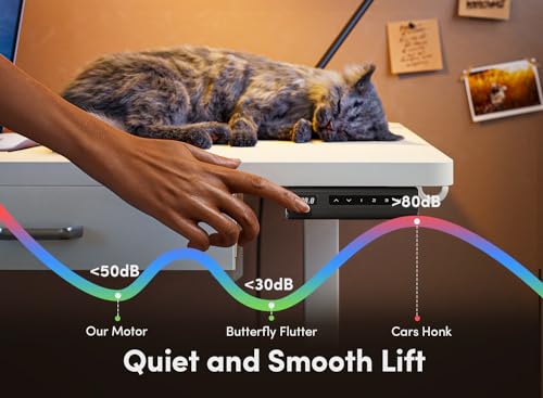 FEZIBO Adjustable Height Electric Standing Desk with Double Drawer, 55 x 24 Inches Stand Up Home Office Desk with Splice Tabletop, White Frame/White Top FEZIBO