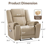 ANJ Top-Grain Genuine Leather Power Recliners for Adults, Dual Motor Electric Recliner Chairs with Power Headrest & 2 Cup Holders, Overstuffed Heavy Duty Reclining Sofa for Living Room Bedroom, Beige