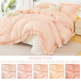 ZSYAYAHA Peach Pink Duvet Cover Twin Size 3 Pieces Ruffle Bedding Cover Set Boho Shabby Chic Comforter Cover Set for Girls Kids Teens(Peach Pink, Twin) ZSYAYAHA