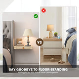 Bloddream Floating Shelf with Drawer, Nightstand for Bedroom - 16'' Wall Shelf, White Floating Shelf with Storage, Floating Bedside Table (Natural) Bloddream