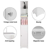 Bonnlo Narrow Cabinet, 67" Tall Slim Bathroom Storage Cabinet 12" Wide White Skinny Linen Cabinet with 3 Open Shelves Single Door Adjustable Shelf Space Saving Corner Pantry Bonnlo