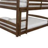 DHP Phoenix Convertible Low Wood Floor Bunk Bed, Stackable and Detachable Bed Frames for Kids, Solid Wood, with Ladder, High Guardrail, Wood Slats, No Boxspring Required, Full-Over-Full, Mocha DHP