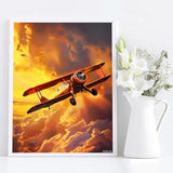 MOER SKY Diamond Painting for Adults 5D Aircraft Flying at Sunset Full Drill Diamond Art Kit DIY Airplane Gem Painting Set Bedroom Living Room Wall Decor Gifts 12x16 inch MOER SKY