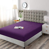 Sfoothome Fitted Bottom Sheet for Mattress, Single Twin Size Purple Microfiber Fitted Sheet with Deep Pocket Sfoothome