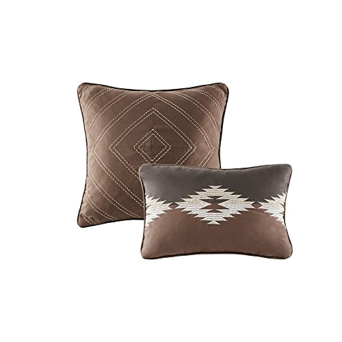 Woolrich Rustic Lodge Cabin Comforter Set - All Season Down Alternative Warm Bedding Layer and Matching Shams, Oversized Queen, Bitter Creek, Grey/Brown